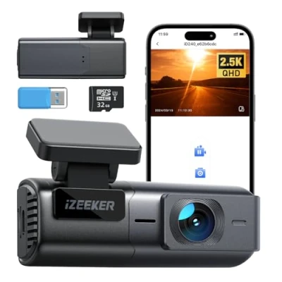 Bild av iZEEKER 1440P Dash Cam WiFi, 2.5K QHD Dashcam med gratis 32 GB kort, mini dashkamera WDR, G sensor nödför inspelning, loopinspelning, 24H parkeringsläge stöds