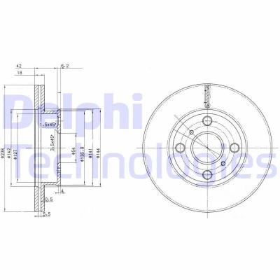 Bild av DELPHI BG2424 Disque de frein 238 18 4 ventilé huilé non traité sans roulement roue, bague ABS TOYOTA: Corolla VI Liftback
