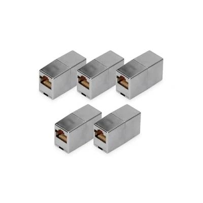 Bild av DIGITUS DN 93901 RJ45 koppling Cat 5e 5 delar Lan kabelförlängning nätverkskabelkontakt PoE kompatibel Modulär För Switch, DSL, Modem, Router, PC Silver