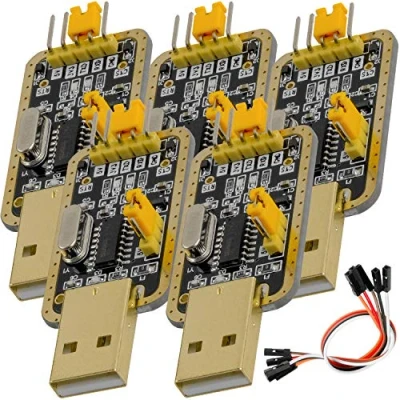 Bild av AZDelivery 5 x UART TTL USB Adapter med CH340G omvandlare för 3,3 V och Jumperkabel kompatibel Arduino inklusive E bok!