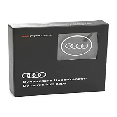 Bild av Audi 4M8071006A dynamiska navkapslar (4 stycken) hjulnavkapslar, svart/silver, 20,6 x 18,2 4,7 cm