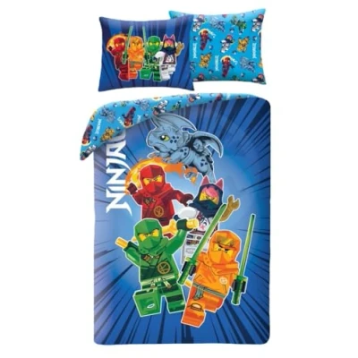 Bild av Halantex Lego Ninjago sängkläder, vändbart påslakan 140 x 200 cm + örngott, 100 % polyester
