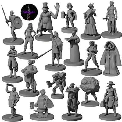 Bild av Newcombie 18 miniatyrer, stadsfolkshjältar, för DoD miniatyrer och deras fans, bulk, 28 mm, Drakar demoner, fantasy kampanjuppsättning uppdrag.