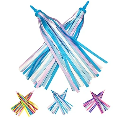 Bild av PLATT Barn cykel styre streamers färgglada band tofs för flickor pojkar scooter handgrepp (1 par)