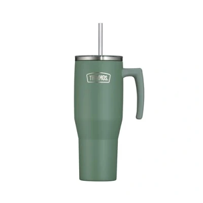 Bild av TERMOS REFRESHING SERIES isolerande dryckesbägare 1,1 l grön matt, tumbler med sugrör och handtag för resor, arbete eller hemma, smaklöst dubbelväggig rostfritt stål