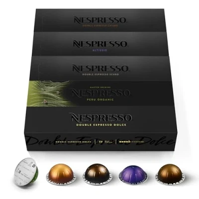 Bild av NESPRESSO VERTUO, urval av espresso (40 ml) och dubbel (80 kaffe, lätt, medium mörk rostning, 50 kaffekapslar