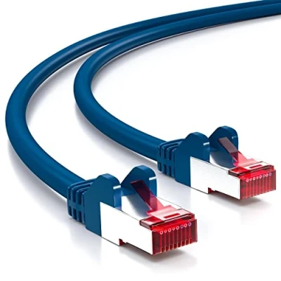 Bild av deleyCON 1m CAT6 Patchkabel S/FTP PIMF Skärmning CAT 6 RJ45 Nätverkskabel Ethernet Kabel LAN DSL Switch Router Modem Access Point Patch Paneler Blå