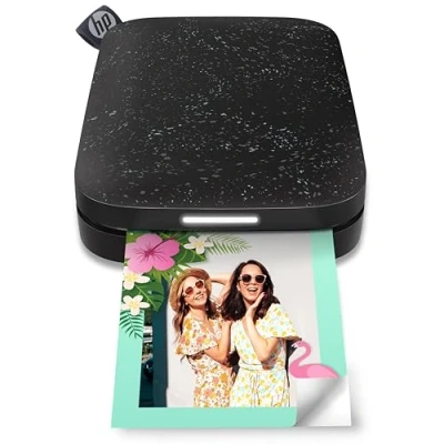 Bild av HP Sprocket Bärbar fotoskrivare (Svart) skriver omedelbart ut 2x3 &quot;ZINK klistermärkefoton från din iOS och Android enhet