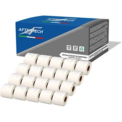 Bild av Aftertech 20 x 99014 54 101 mm kompatibla etikettrullar (220 etiketter/rulle = 4 400 totalt) för Dymo LabelWriter Seiko SLP skrivaretiketter S0722435