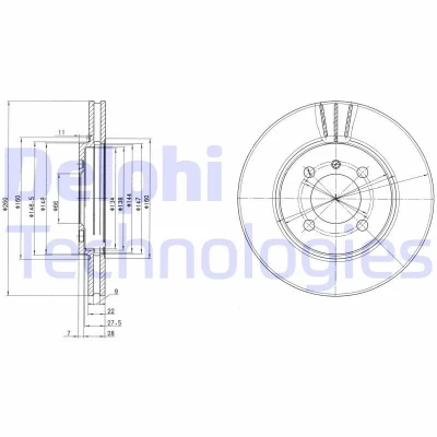 Bild av DELPHI BG2347 Disque de frein 260 22 4 ventilé huilé non traité sans roulement roue, bague ABS BMW: 3 Berline, Cabriolet, Touring
