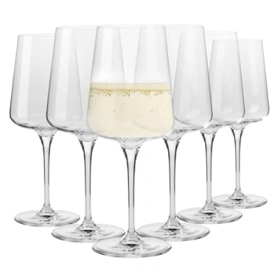 Bild av KROSNO Vitvinsglas och glas för mousserande vin Set med 6 stycken Eleganta Crystal Glass Blyfritt Perfekta hem, restauranger fester Diskmaskinssäkra