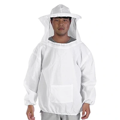 Bild av Zerodis Bee Suit professionell biodlingsjacka med biodlare hatt och slöja biodling skyddsdräkt vit bomull