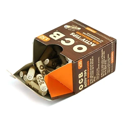 Bild av OCB 18656 ActivTips Slim Unbleached 7 mm Virgin aktivt kolfilter med keramiklock 2 x 50 stycken, papper
