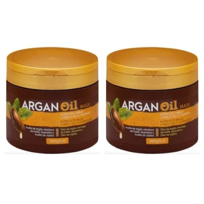 Bild av 2 pack Argan Oil ansiktsmask för torrt och skadat hår förpackning med x 400 ml totalt 800 Deliplus