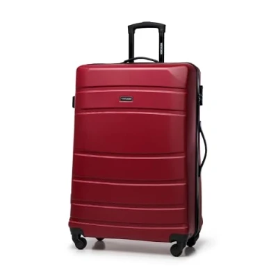 Bild av WITTCHEN Resväska Handbagage Kabinväska Hårdfodral i ABS med 4 svänkbara hjul Kombinationslås Teleskopiskt handtag Globe Line Storlek L Röd