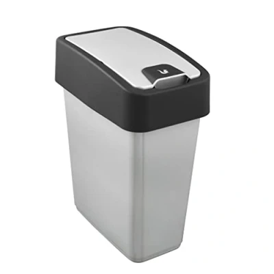 Bild av keeeper Premium Papperskorg med vändlock, Soft Touch, 10 l, Magne, silver
