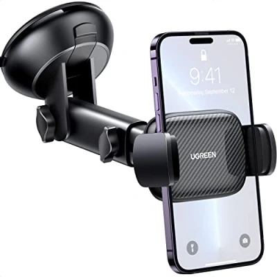 Bild av UGREEN Mobiltelefonhållare Sugkopp Vindruta 360 Graders Rotation Bilhållare Kompatibel med iPhone 14 13 Pro Max Mini 12 11 X SE 8 7 Galaxy S21 Ultra S20 Note20 Redmi Note 10 Pro. (Svart)