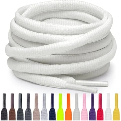 Bild av Miscly Ovala Skosnören för Löparskor och Sneakers Finns i flera Längder Färger (Off White, 160 cm)