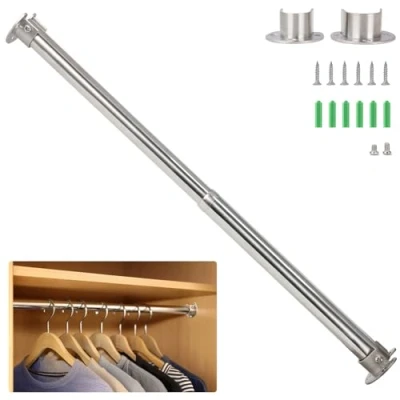 Bild av Wardlock 50 80 cm utdragbar garderobsskena i rostfritt stål, justerbar klädstång med U formade änduttag.