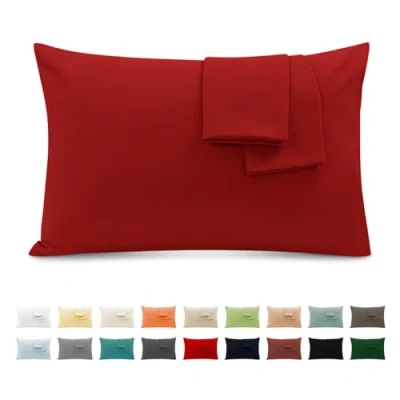 Bild av Örngott 100% Bomull 50x70 cm 2 ST, Rektangulärt i Rent Jersey 120GSM Kuddöverdrag Tålig och Hypoallergenisk Röd