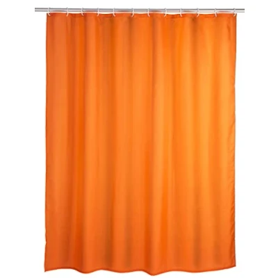 Bild av WENKO anti mögel duschdraperi uni orange bakteriell, textil, tvättbar, vattenavvisande, mögelresistent, med 12 duschdraperiringar, polyester, 180 x 200 cm,