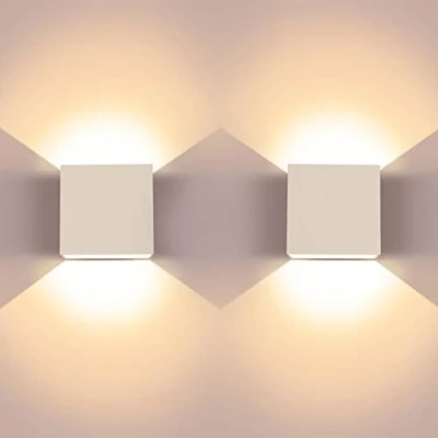 Bild av UPFORU LED vägglampa, 2 st inomhus moderna väggtvättlampor, aluminium upp och ner 6 W 3 000 K vägglampett, lämplig för vardagsrum, sovrum hall, varm vit, 9,91 cm x 9,65 5,08 (3,9 tum 3,8 tum)