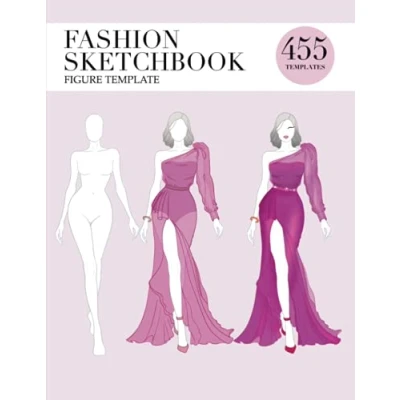Bild av Fashion Sketchbook Figure Template: 455 Large Female Template for easily Sketching Your Design Styles with thin lines