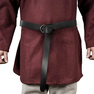 Bild av HiiFeuer Medieval PU Leather Ring Belt, Retro Renaissance Rivets Belt for LARP, Ren Faire &amp; Halloween (Black A)