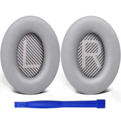 Bild av SoloWIT® Ersättnings öronkuddar för Bose QuietComfort 35 (QC35) &amp; Quiet Comfort II (QC35 II) OVER EAR hörlurar, Öronkudde med mjukare läder, ljudisolerings skum, extra tjocklek (Svart)