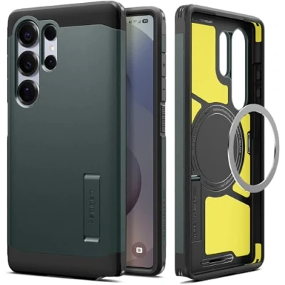 Bild av Spigen Tough Armor (AI) MagFit Case för Samsung Galaxy S25 Ultra Skal Fodral, Kompatibel med MagSafe Grön