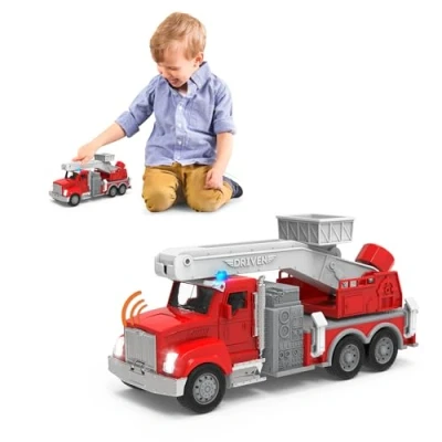 Bild av Driven Micro Brandbil 23 cm med utdragbar stege, ljus och ljud brandkår leksaksbil ljud, funktioner leksak lastbil från 3 år