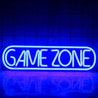 Bild av Wanxing Game Zone neonskylt för spelare, LED neonljus, spelrumsdekor, lekplats, mansgrotta, pub, present till tonåringar, vänner och pojkar (blå)