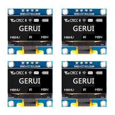 Bild av 4 st 0,96 tums OLED displaymodul 128 x 64 pixlar I2C med IIC seriell självlysande kompatibel Arduino och Raspberry Pi (vit)