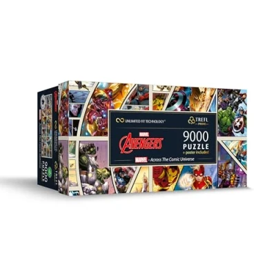 Bild av Trefl Prime Puzzle UFT: Marvel Across the Comic Universe 9000 Bitar, Stort Pussel, Tjock Kartong, BIO, EKO, Collage Med Sagofigurer, Underhållning För Vuxna Och Barn Från 12 År