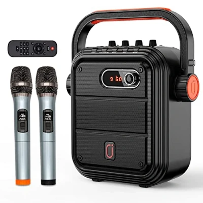 Bild av JYX karaoke system med 2 trådlösa mikrofoner, bärbart PA system, högtalare, höjder/bas, stöder TWS, USB/TF/FM radio, rec, försörjning för fest, utomhus