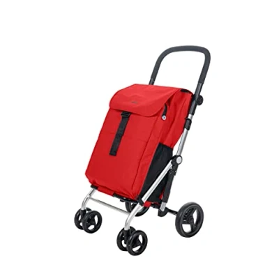Bild av Carlett Shopping 4 Wheels Lett470 Classic Family Folding Cart with Large Capacity 32 kg, Main Bag 64L, Thermal 10.5L and Back Pocket, Metal, red, 32kg