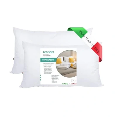 Bild av GM ECO Soft Sängkuddar 50 x 80 Sovkuddar 2 st syntetfiberöverdrag Allergivänlig fräsch Tvättbar och andas Tillverkad i Italien