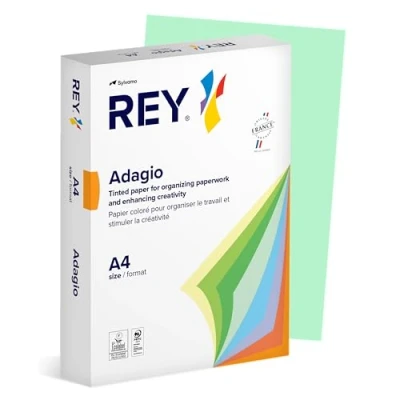 Bild av REY® ADAGIO, grönt färgat papper, 80 g, A4, PEFC, kartong med 5 x 500 ark