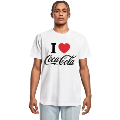 Bild av Merchcode COCA COLA I LOVE COKE Tshirt med print, Storlek: Large, White