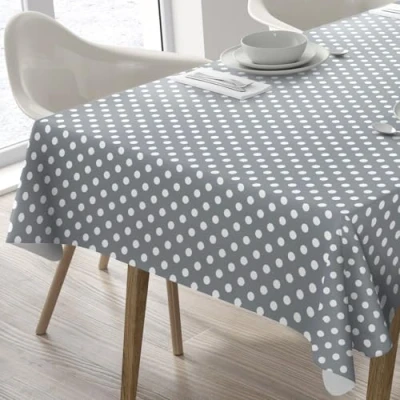 Bild av Home Direct Rektangulär vaxduk PVC 140 x 180 cm med prickar ljusgrå