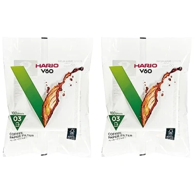 Bild av HARIO VCF 03 100 W pappersfilter för V60 W, 1 till 6 koppar 200 ark vit