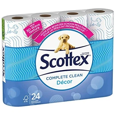 Bild av SCOTTEX Klassisk dekor 2 lagers toalettpapper (24 rullar) mjuk och hållbar 3 i 1 lösning