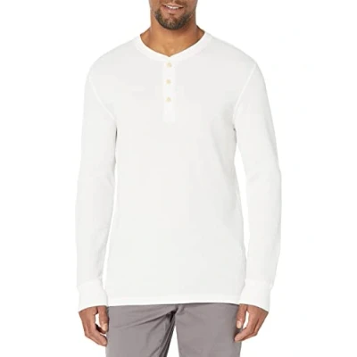 Bild av Amazon Essentials Herr normal passform långärmad våffla Henley skjorta, vit, Large