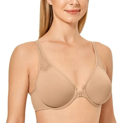 Bild av DELIMIRA Racerback frontstängning För Damer Plus Size Seamless Comfort Bygel bh Naturlig 85C