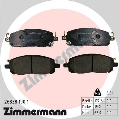 Bild av ZIMMERMANN 26838.190.1 Bromsbeläggsats med akustisk slitagevarnare NISSAN: Ariya, Qashqai III