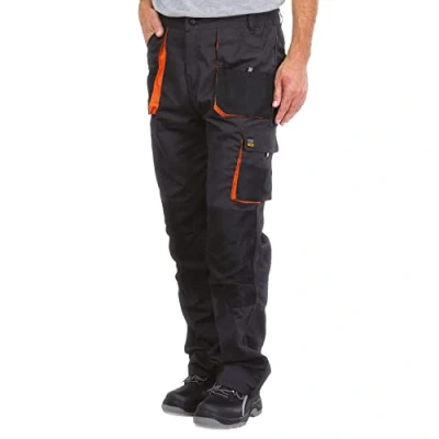 Bild av REIS FORECO T men&#039;s work trousers, trousers with knee pockets, waist drawstring, military standard Oeko TEX, pants colors: grey black orange, Size: 52