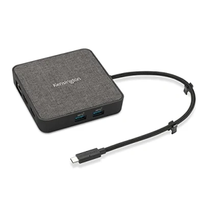 Bild av Kensington MD120U4 USB4 Dockningsstation, Portabel Dockningslösning För Två Skärmar Med 8K, Thunderbolt 3 &amp; 4, 100W Strömgenomgång, 2 HDMI portar, USB A portar C port (K32850WW)