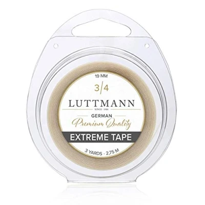 Bild av LUTTMANN® Extreme Tape 19 mm högkvalitativ, självhäftande tejp av hög kvalitet, rulle, spetsfront transparent för hårsystem, hårstycken, peruker, toupéer och extensions