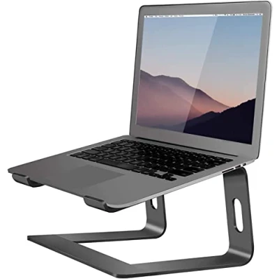 Bild av Orionstar laptopstativ, bärbar laptophöjare i aluminium kompatibelt med Apple Mac MacBook Air Pro 10 till 15,6 tums dator, avtagbar ergonomisk hisshållare, svart