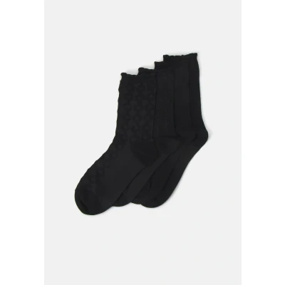 Bild av Lindex SOCK Structure Picot EDGE 4 PACK Strumpor, Storlek: 39 41, Black